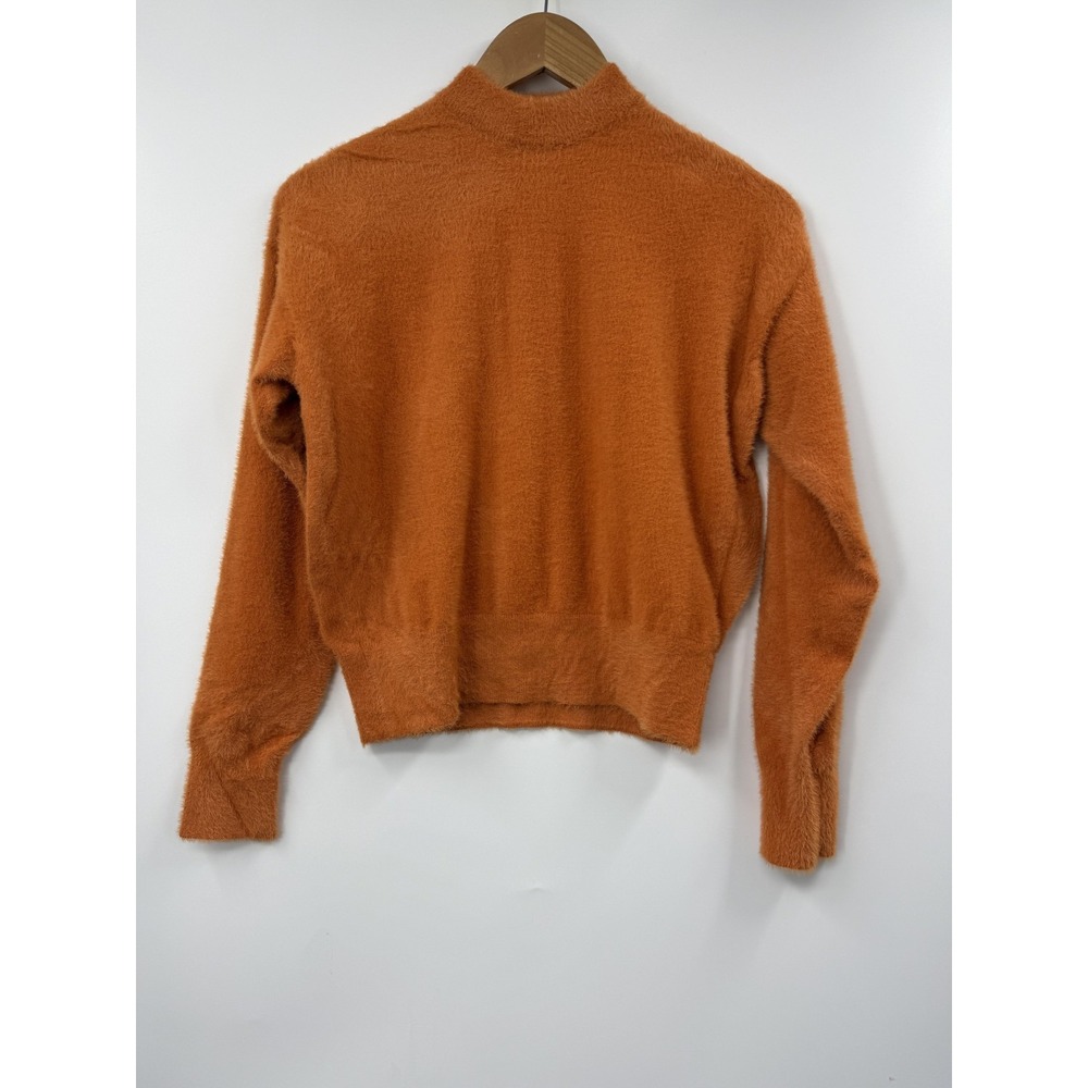 Rino & Pelle Sweater Womens Small Orange Mock‎ Neck Pullover Knit Long Sleeve
